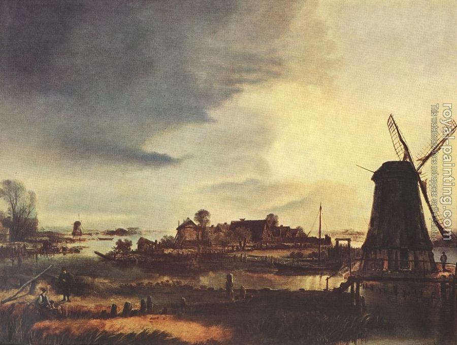 Aert Van Der Neer : Landscape with Windmill